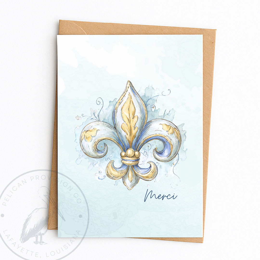 Merci Fleur De Lis Greeting Card