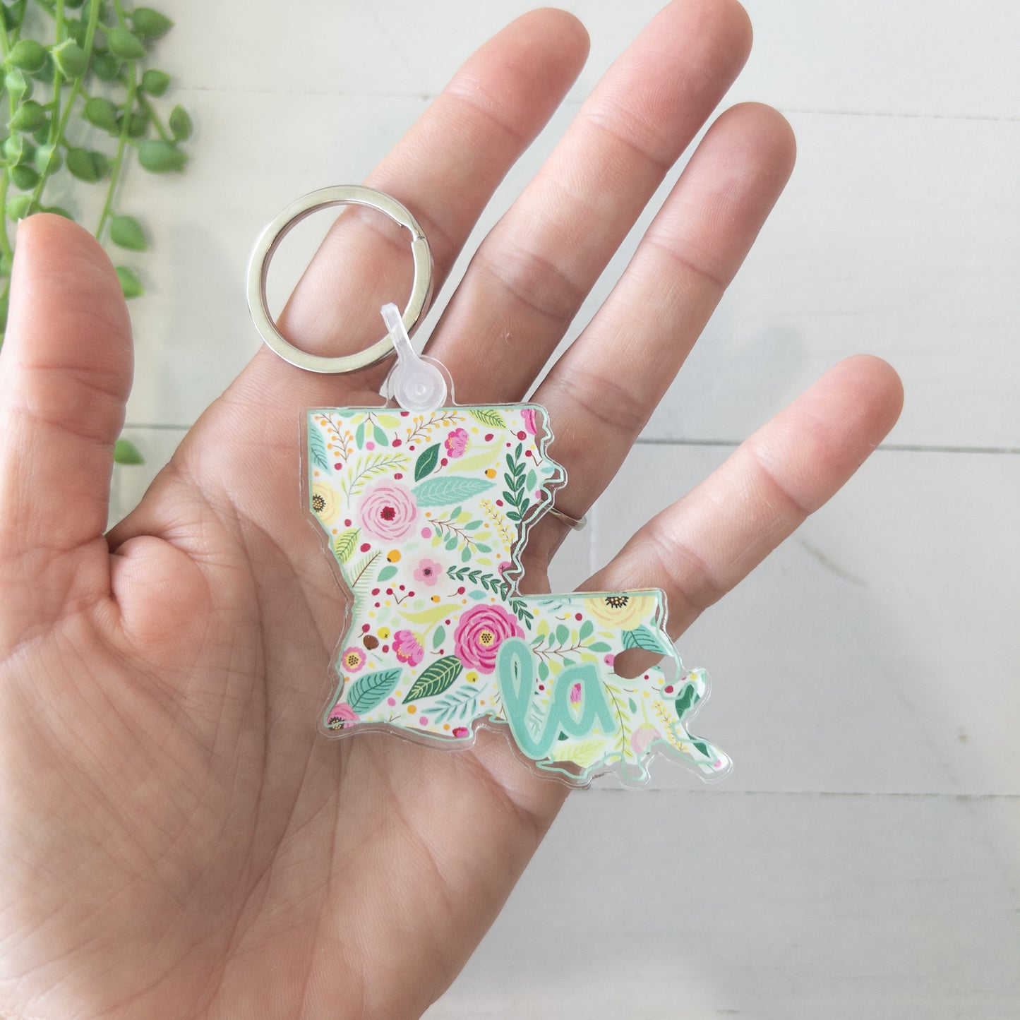 Bright Floral Louisiana Keychain