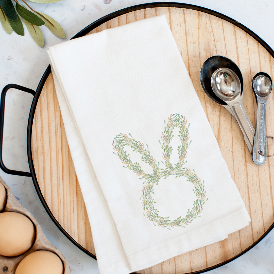 Bunny Wreath Kitchen Towel