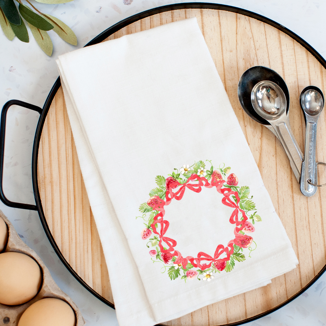 Strawberry Wreath Kitchen Towel