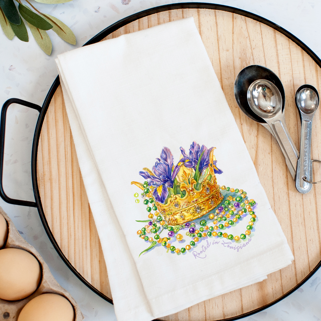 Rooted in Louisiana Iris Crown Kitchen Towel
