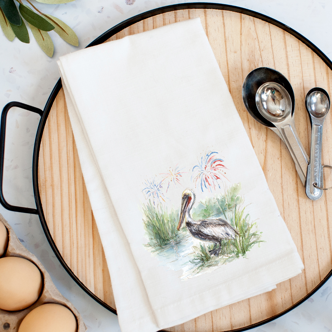 Star Spangled Pelican Kitchen Towel