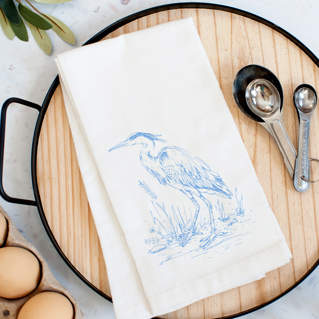 Chinoiserie Heron Kitchen Towel