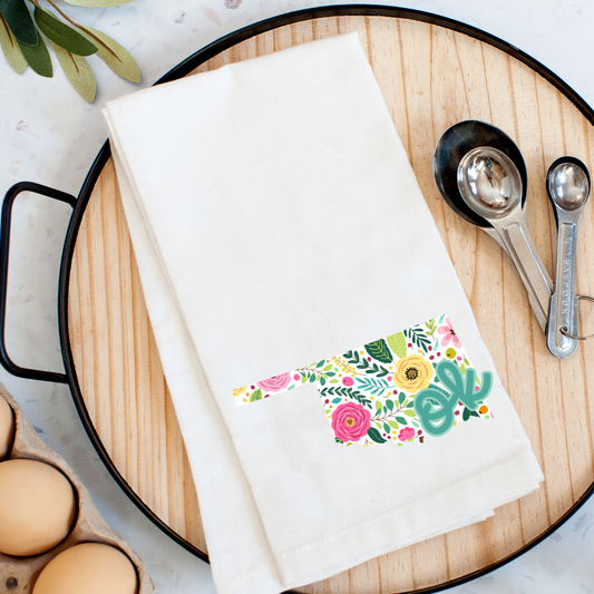 Bright Floral Oklahoma Kitchen Towel