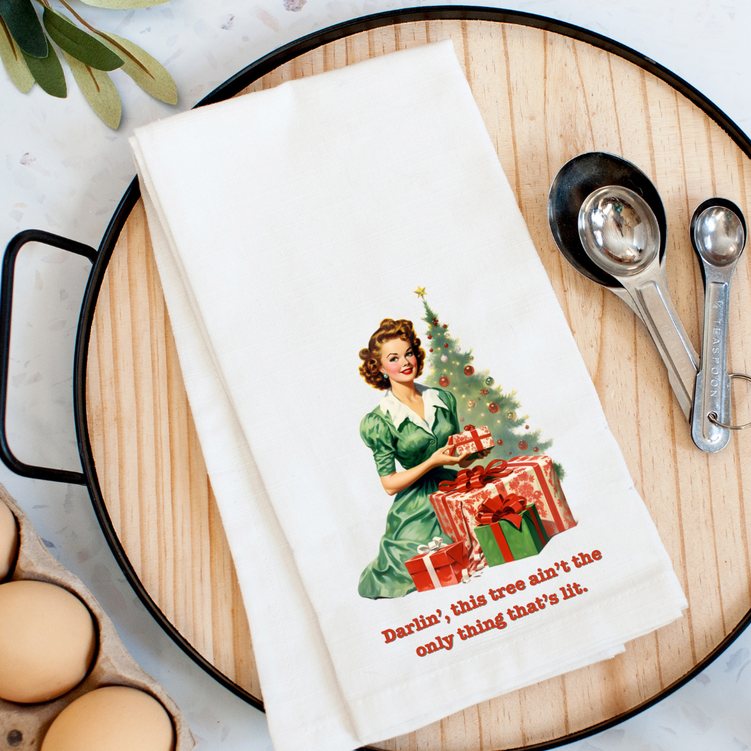 Christmas Tree, Lit Kitchen Towel