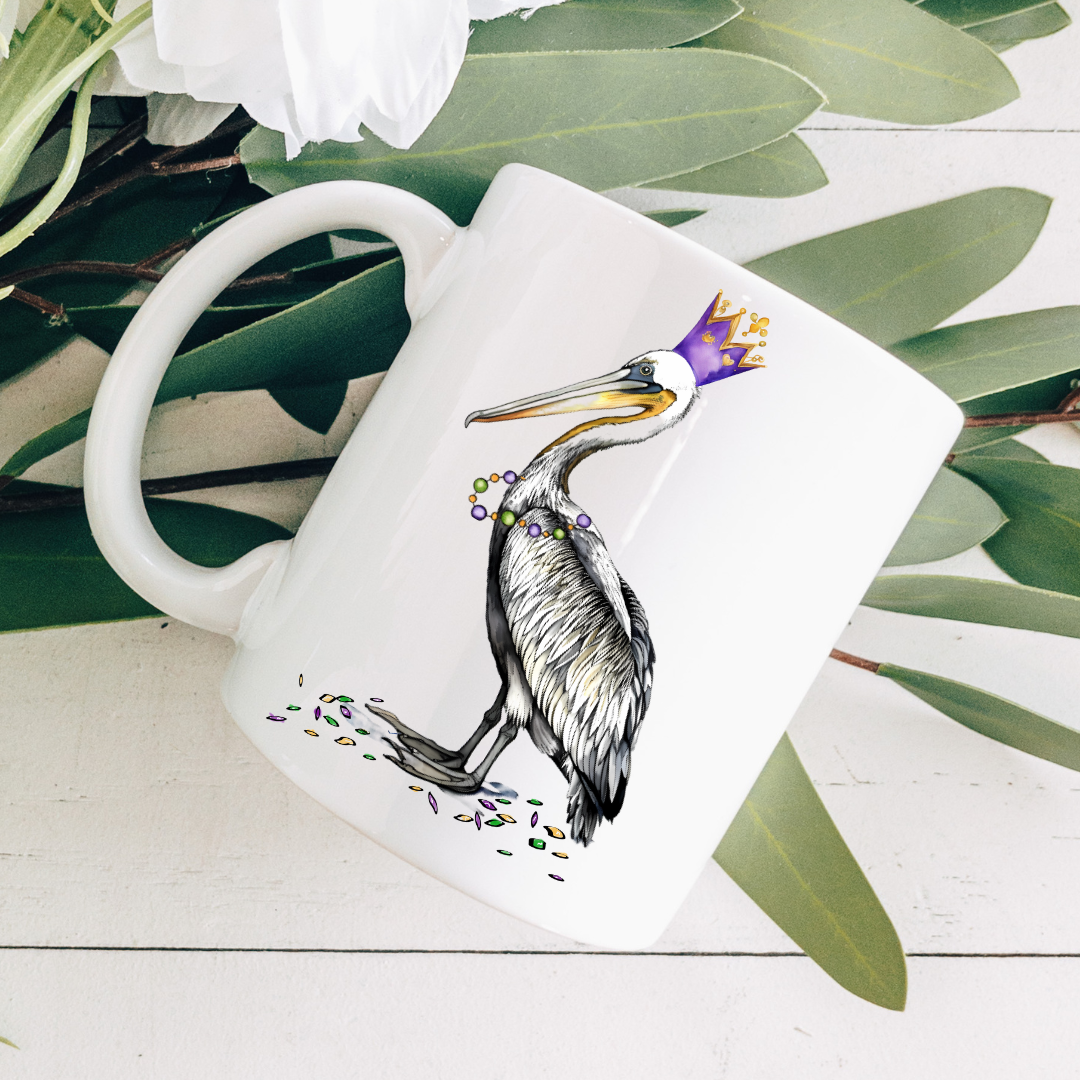 Mardi Gras Pelican Coffee Mug