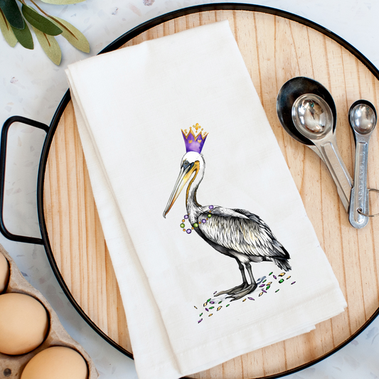 Mardi Gras Pelican Kitchen Towel