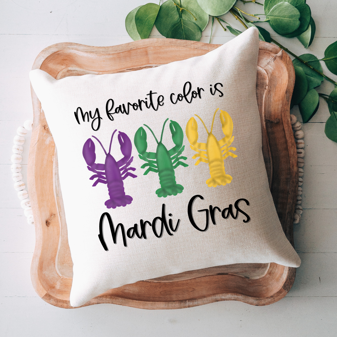 Favorite Color Is Mardi Gras Pillow