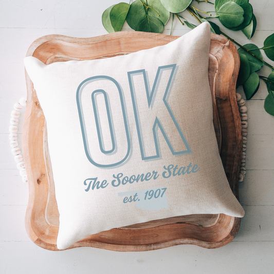 Oklahoma, The Sooner State Pillow