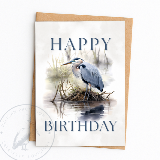 Heron Birthday Greeting Card