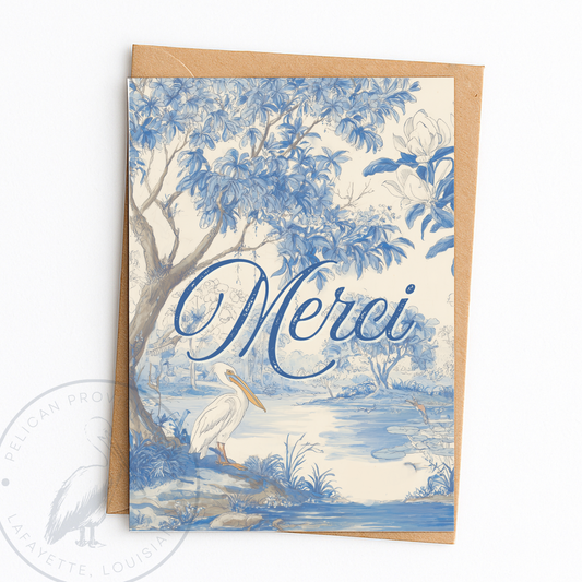 Merci Pelican Scene Greeting Card