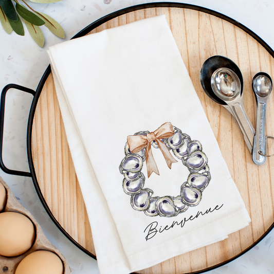 Bienvenue Oyster Wreath Kitchen Towel