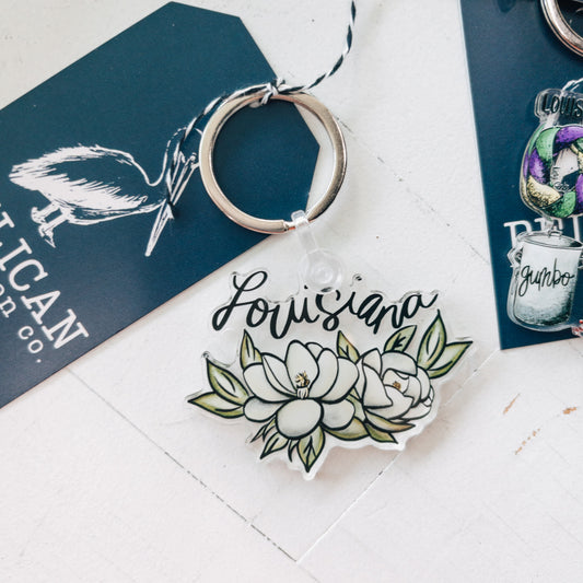 Louisiana Magnolia Keychain