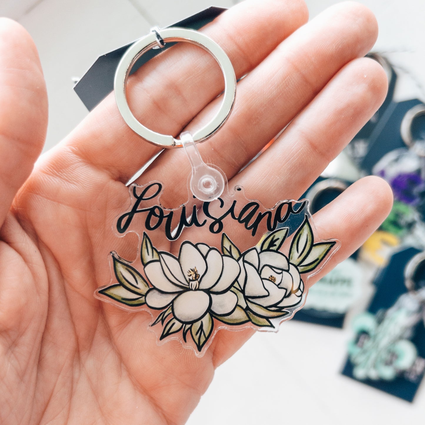 Louisiana Magnolia Keychain