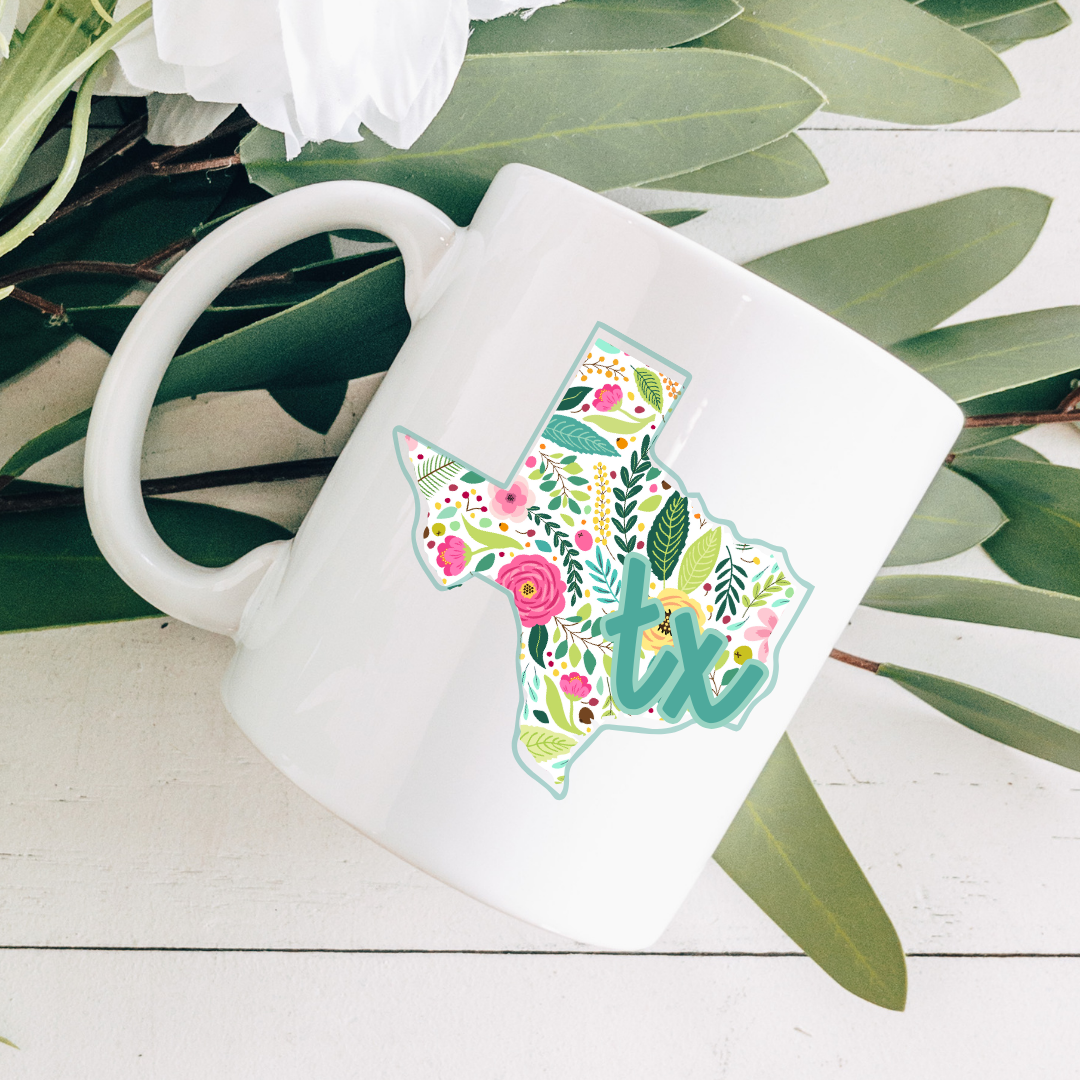 Bright Floral Texas Coffee Mug