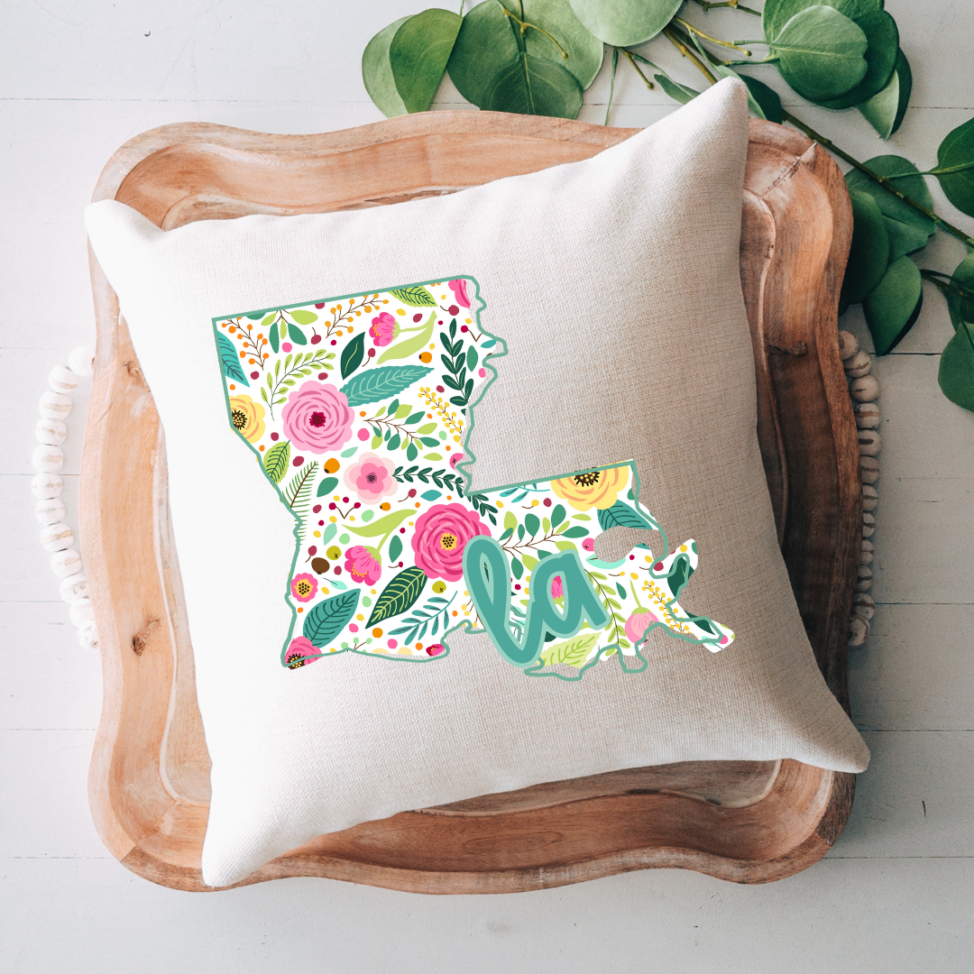 Bright Floral Louisiana Pillow