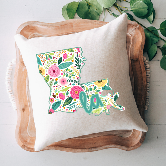 Bright Floral Louisiana Pillow