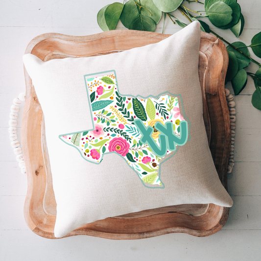 Bright Floral Texas Pillow