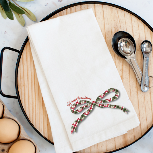 Merry Christmas Bow Kitchen Towel