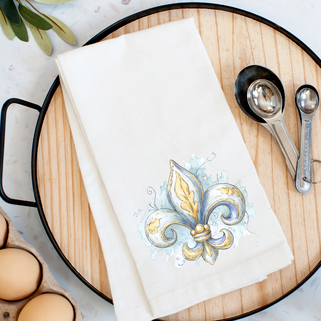 Gilded Fleur De Lis Kitchen Towel