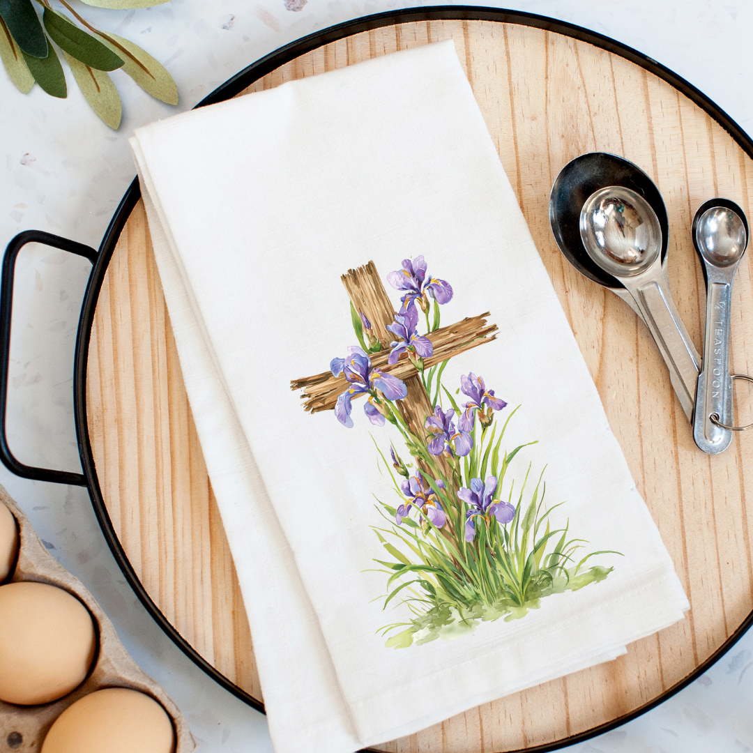 Rooted In Faith Iris Cross Kitchen Towel