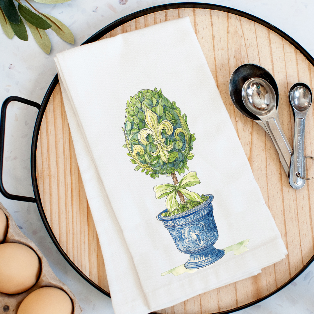 Fleur De Lis Topiary Kitchen Towel