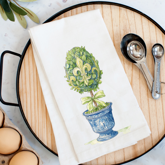 Fleur De Lis Topiary Kitchen Towel